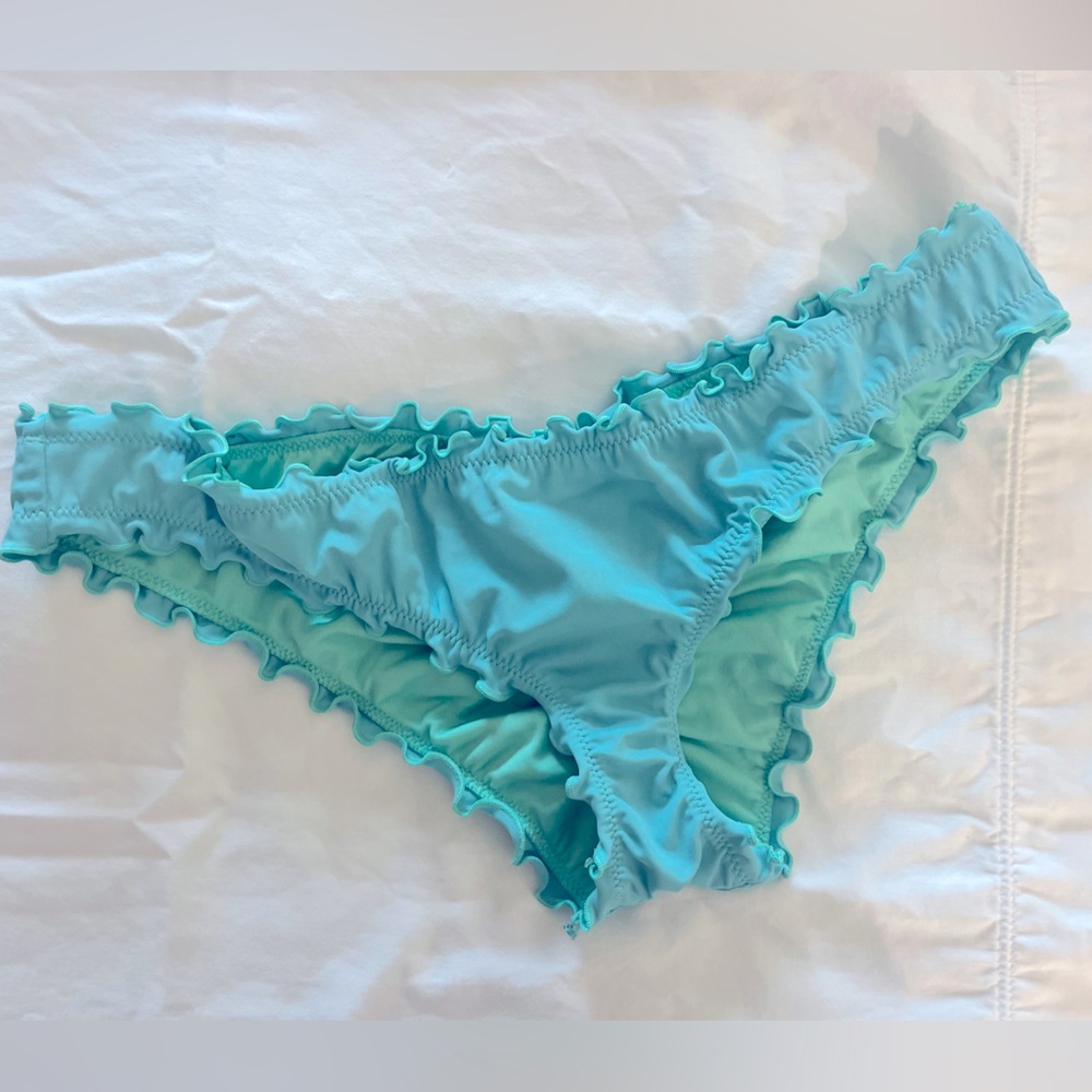 Shade & Shore Ruffle Cheeky Bikini Bottoms (teal)